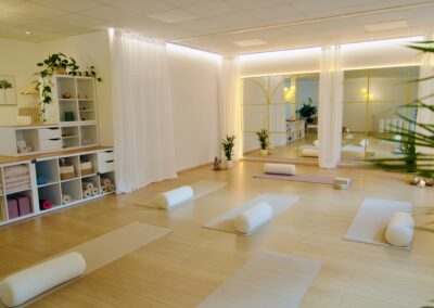 Seminar- und Kursraum mit Matten, Bolstern und Spiegelwand (abdeckbar)